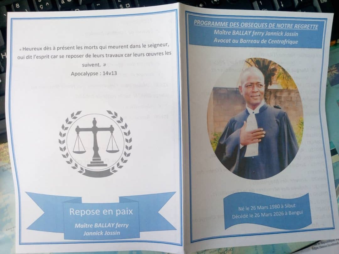Aujourd'hui, jour des adieux à un jeune Avocat talentueux, ancien Attaché de Cabinet Communication et Réconciliation Nationale. Coordonnateur Général de l'Académie de la Paix. Un Grand croyant part le vendredi Saint 2026. Adieu Maitre Ballay Ferry. Mémoire...