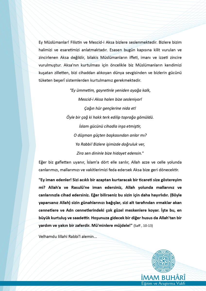 İmam Buhari Vakfı tweet media