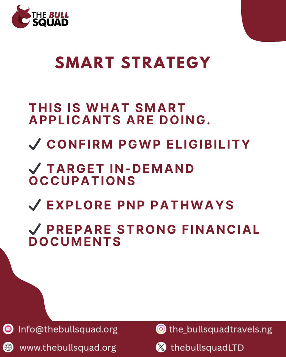 thebullsquadLTD's tweet photo. CanadaImmigration #StudyInCanada #CanadaVisa #ExpressEntry #Japa2026 #MoveToCanada #InternationalStudents #ImmigrationGuide #PNP #VisaTips https://t.co/3QVKDRFABC