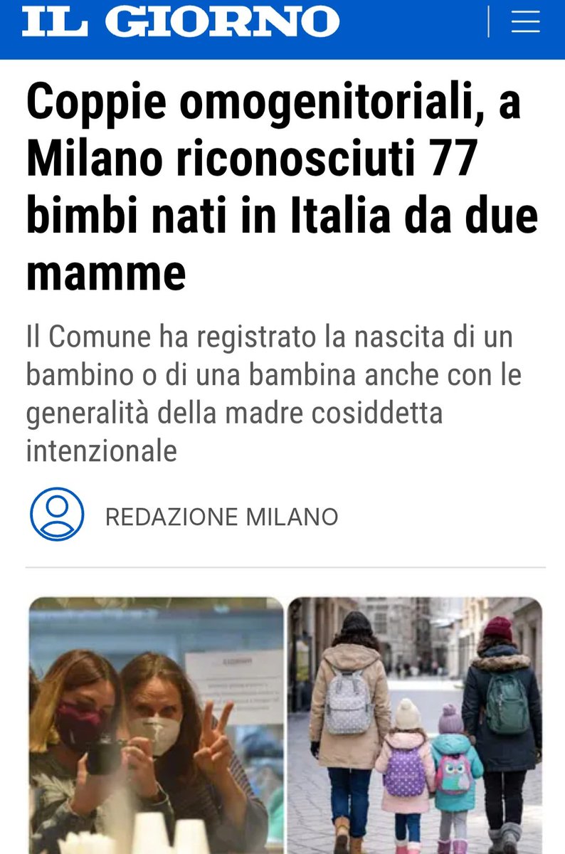 ChiodiDonatella's tweet image. Qua a #Milano, la città del sindaco coi calzini #arcobaleno, hanno riconosciuto ben 77 bambini "nati da due mamme".
Ecco.
Volevo chiedere a #Sala se ce ne fa conoscere almeno uno.
Perché un bambino "nato da due mamme" non si è mai visto...

#3aprile