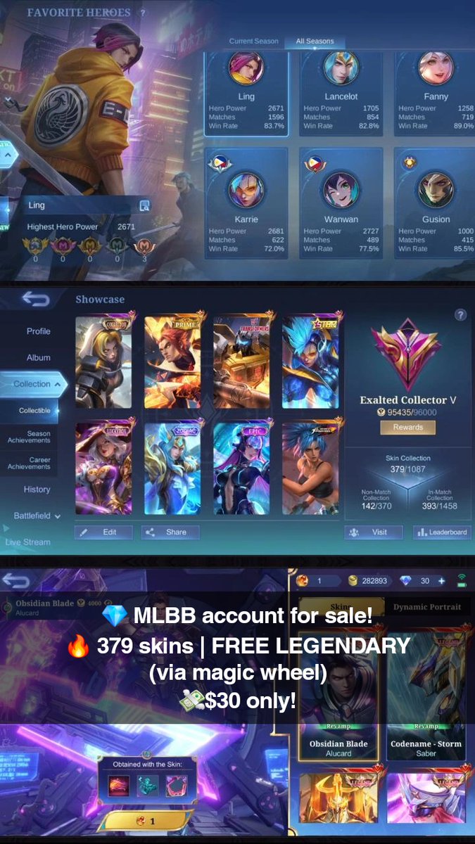 grittyisgooddd's tweet photo. @OndoFinance 💎 MLBB Account For Sale!
🔥 379 Skins | FREE LEGENDARY SKIN
(via Magic Wheel)
💸 $30 only! 

PAY ME IN $SOL GwhcAXPhpmhF8MD4jmMRrUhkukhYJUqtFzjqD1hFhpN 

#MLBBaccountforsale #MLBBskins https://t.co/YvQ8wf93nj