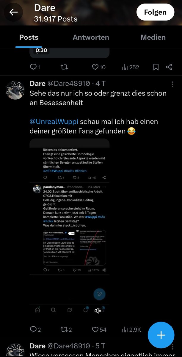 KoelnAnonymous's tweet image. Der Account #Dare outet sich als Teil der #RNR-Infrastruktur.Er koordiniert die Hetze,feiert die „Bademantel-Brigade“&amp;amp;versucht meine Beweissicherung als „Paranoia“ abzutun.
​Nette Taktik,aber jede Interaktion landet in der Ermittlungsakte.  #NoHate #Koblenz #Wuppi #Dare #DonCrew