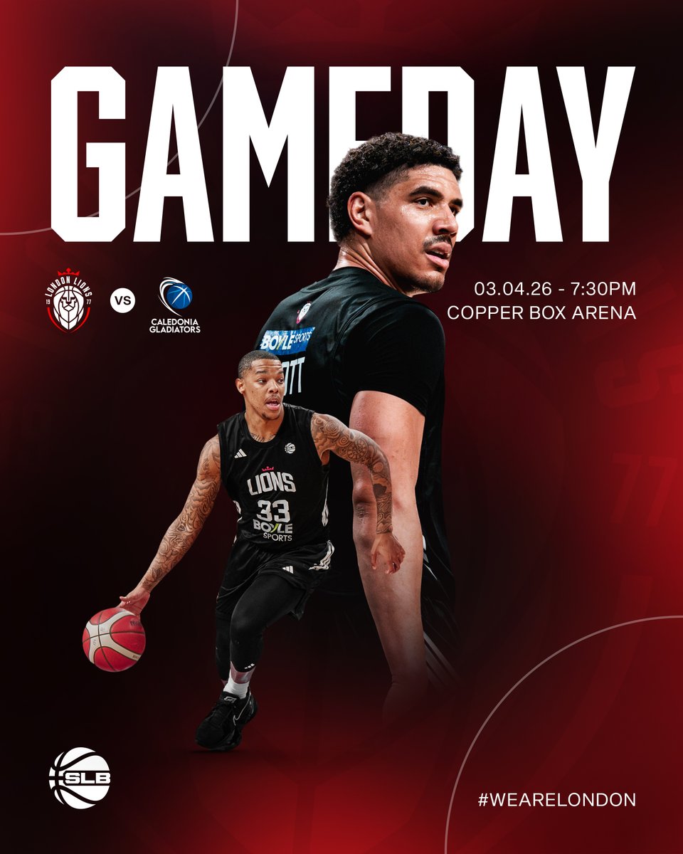 LondonLions's tweet image. We’re back at the Copper Box tonight - and it matters.

3 more wins to lock in the SLB regular season title. Let’s get one closer.

🆚 @caledoniagladiators
📅 Friday 4th April
⏰ 7:30pm tip-off
📍 Copper Box Arena

#LondonLions 
#WeAreLondon