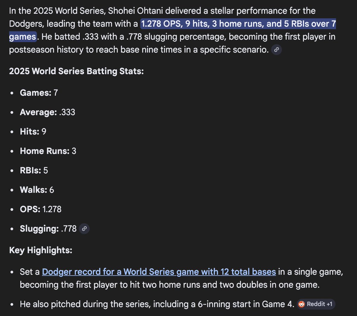Been seeing so many posts from coping Yankees or NY sports fans trying to compare Aaron Judge to Shohei Ohtani by saying Ohtani's also not clutch in the playoffs or World Series. To shut them the f* up forever, for the record, here are Shohei's stats for the 2025 WS &amp; playoffs
