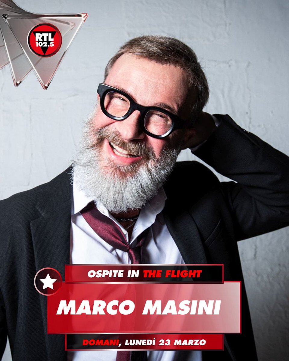 rtl1025's tweet photo. 📅 Domani, lunedì 23 marzo
⏲️ Alle 15.00
🎙️@marcomasini64 sarà ospite in #TheFlight

Segui la diretta su RTL 102.5 PLAY 📲 https://t.co/jpenVYhQbv
#MarcoMasiniRTL1025 https://t.co/vUhrYsmYiB