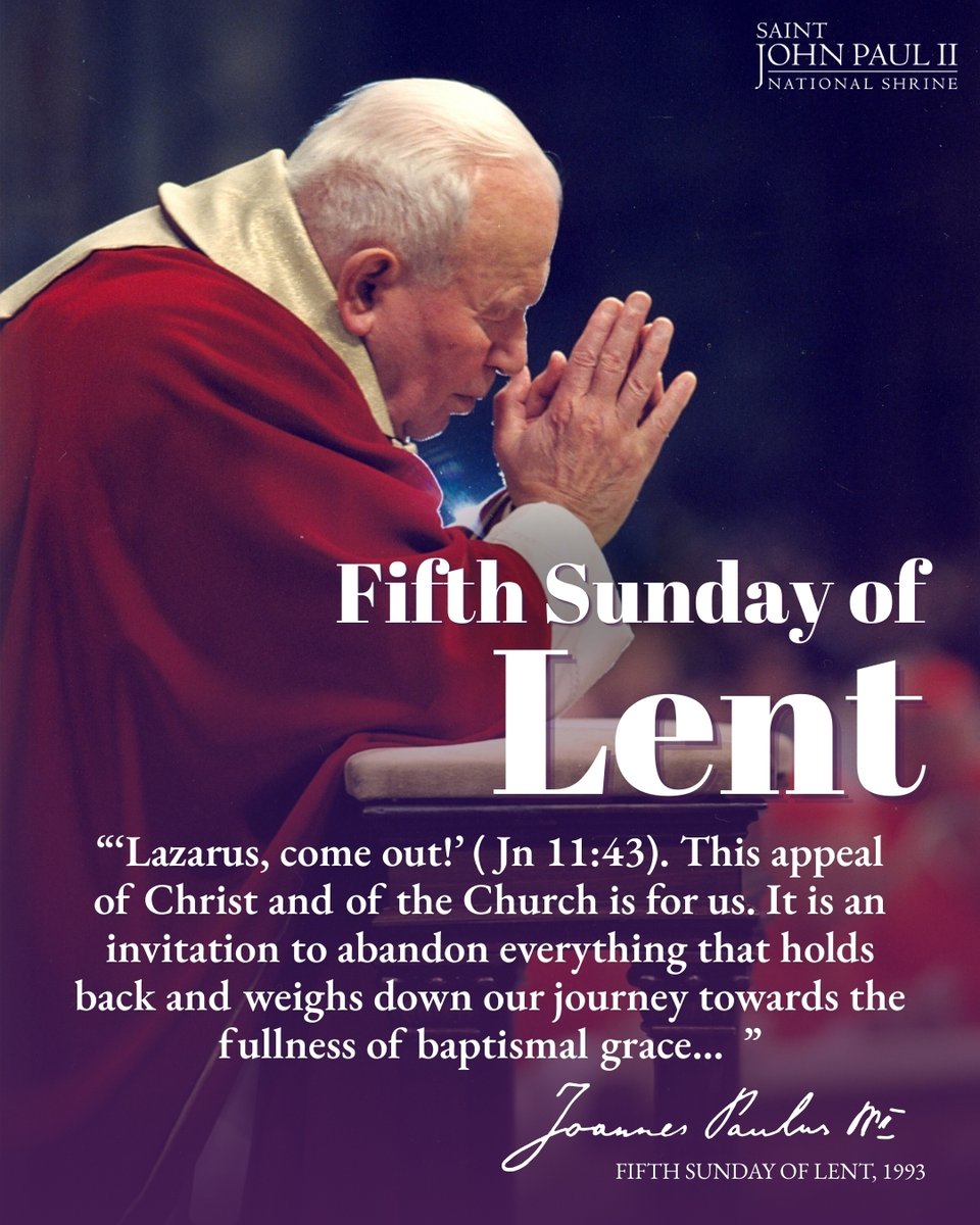 JP2Shrine's tweet image. “Christ's tears at the death of His friend Lazarus certainly manifest His very sensitive humanity, but they also reveal, so to speak, the ‘weeping of God,’ His paternal tenderness, His merciful judgment in the face of sin,” - JPII
L’Osservatore Romano (copyright)