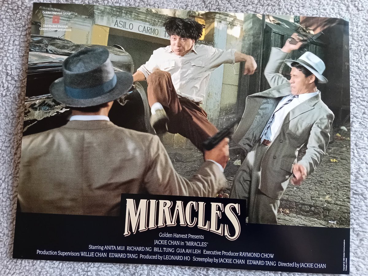 KevinChan478's tweet photo. Miracles (1989) English export lobby cards 1 to 4 

#Miracles #TheCantonGodfather #MrCantonandLadyRose #BlackDragon #JackieChan #memorabilia #collection #AnitaMui 🌹 #GuaAleh #BillTung #WuMa #RichardNg @EyeOfJackieChan @RK9192 https://t.co/JNSPqJDrKM