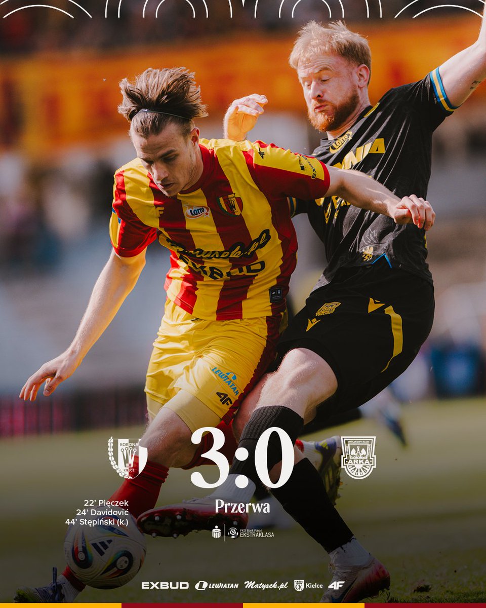Korona_Kielce's tweet image. ⏸️ | Ostatni gwizdek pierwszej połowy za nami!

Jest naprawdę pięknie – utrzymajmy to! ❤️‍🔥
—
#KORARK 3:0
