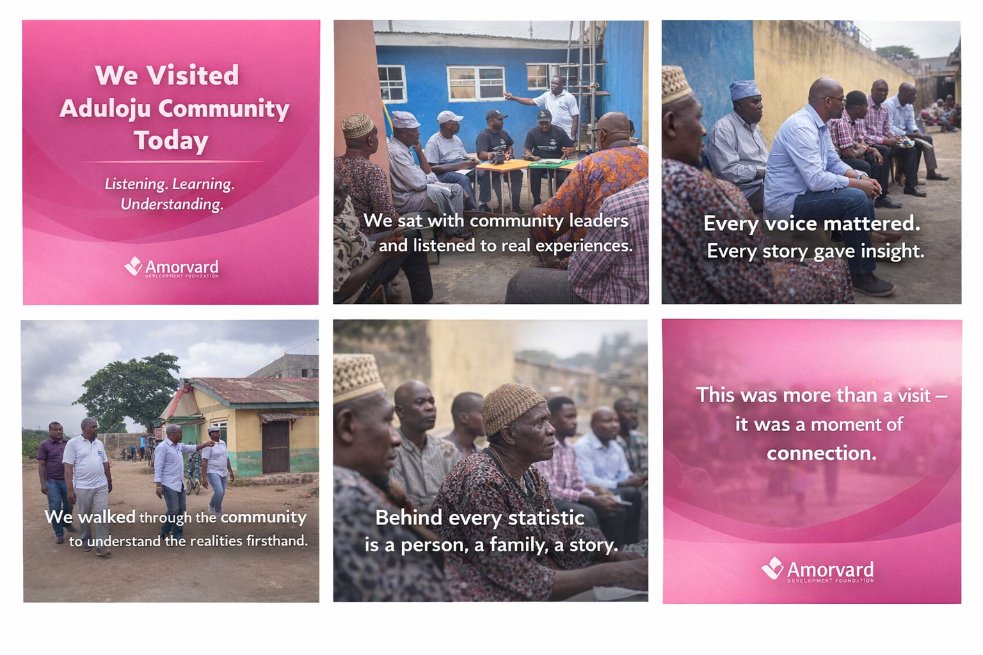 AMORVARD's tweet photo. We showed up to listen.

Yesterday in Aduloju, Lagos State, Amorvard Development Foundation engaged residents and heard real stories.

This is just the beginning.

#CommunityHealth #Lagos https://t.co/SZdGtws8di