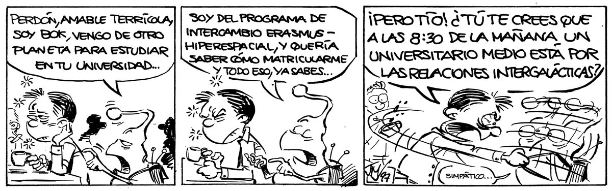 YedaiJamao's tweet photo. “BOK” era al principio una tira horizontal clásica, de tres o como mucho cuatro viñetas, que comenzó en blanco y negro y que finalmente, al cabo de dos años, dio el salto al color con la renovación de imagen de la GU (sigue) https://t.co/cVKdBDWTGx