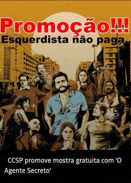 Depois de ser esnobado e perder em todas as categorias indicadas, o Blockbuster Secreto da Caatinga Esquerdista agora é exibido de graça.

Próximo projeto sobre a Ditadura (antiga): "Não estou mais aqui".