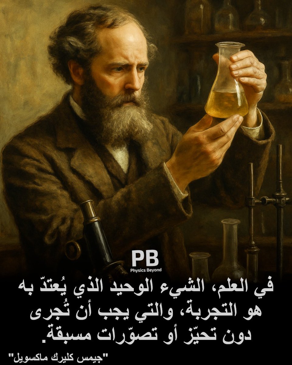 PhysicsBeyondAr's tweet photo. ماكسويل: دع التجربة تحكم
يعتمد التقدّم العلمي على اختبار الأفكار أمام الواقع، لا على التمسّك بالافتراضات المسبقة.
فالحقيقة في العلم لا تُبن�� على القناعات، بل على ما تثبته الأدلة والتجربة.
#فيزياء #اقتباسات #ماكسويل #علم #اقوال https://t.co/EFMyEmxXZf