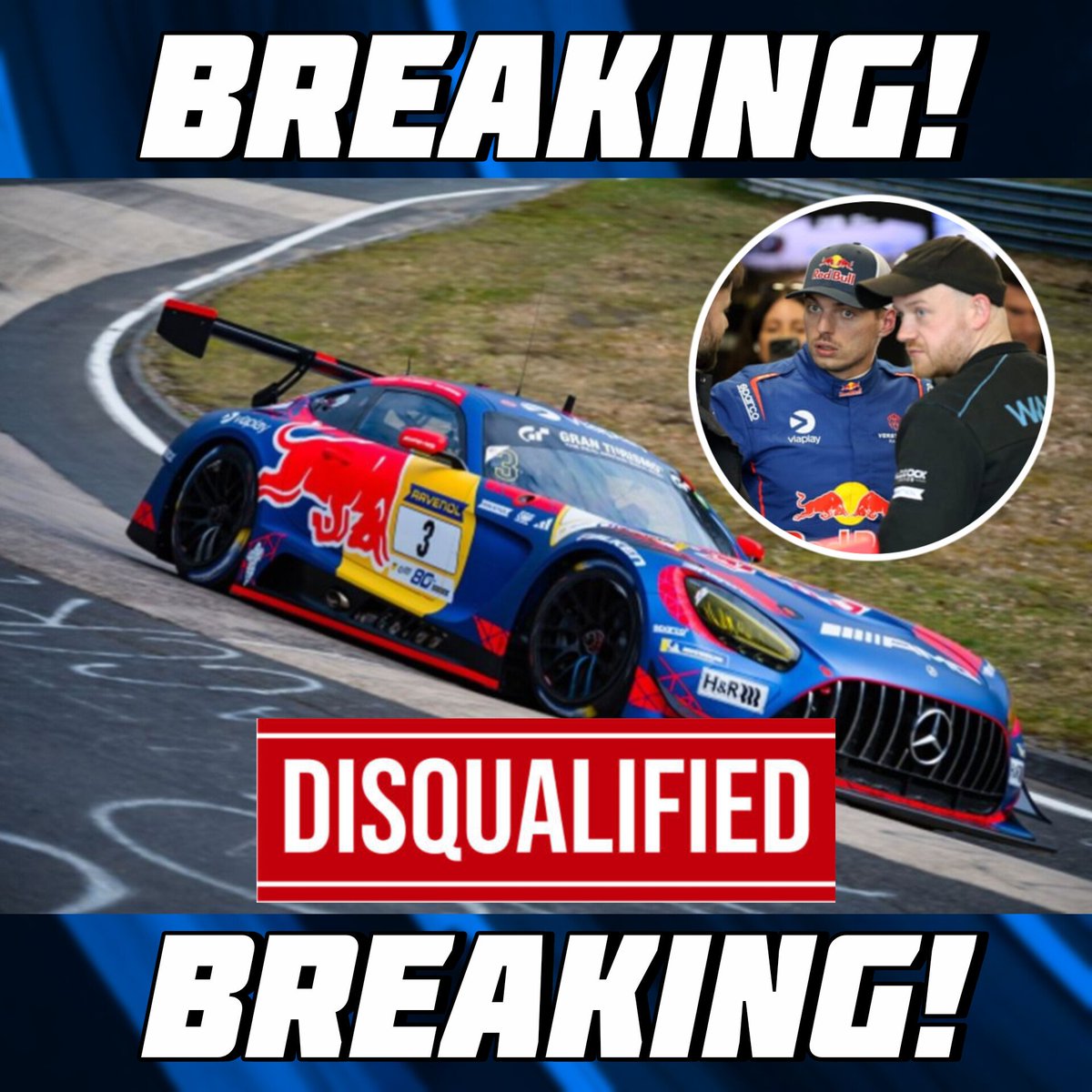 apextrace's tweet photo. 🚨Max Verstappen's Team Disqualified from NLS Race at Nürburgring🚨

Max Verstappen’s team has been disqualified from the NLS race at the Nürburgring for using too many tires.
The team exceeded the limit of 6 tire sets (24 tires total) by using 7 sets.

#maxverstappen #verstappen https://t.co/UW4xhpxLj1