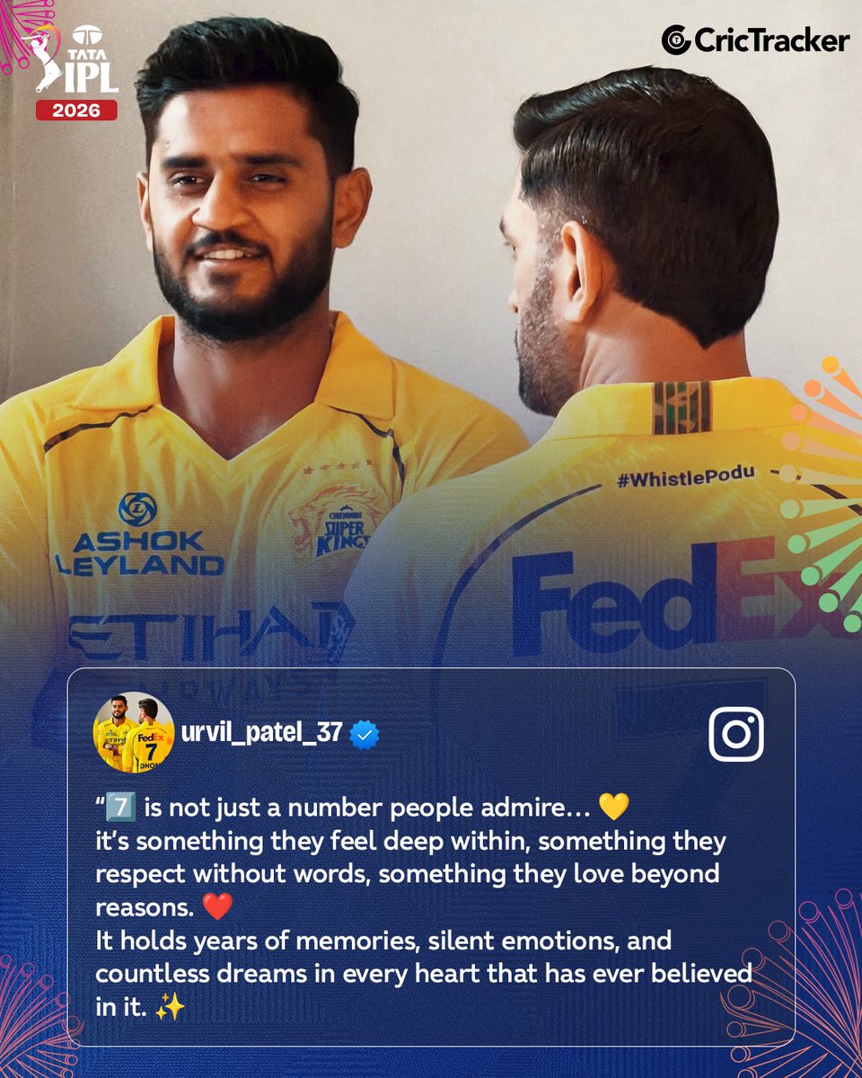 Cricketracker's tweet photo. CSK batter Urvil Patel is in awe of MS Dhoni's aura.

#IPL2026 #CSK #MSDhoni
