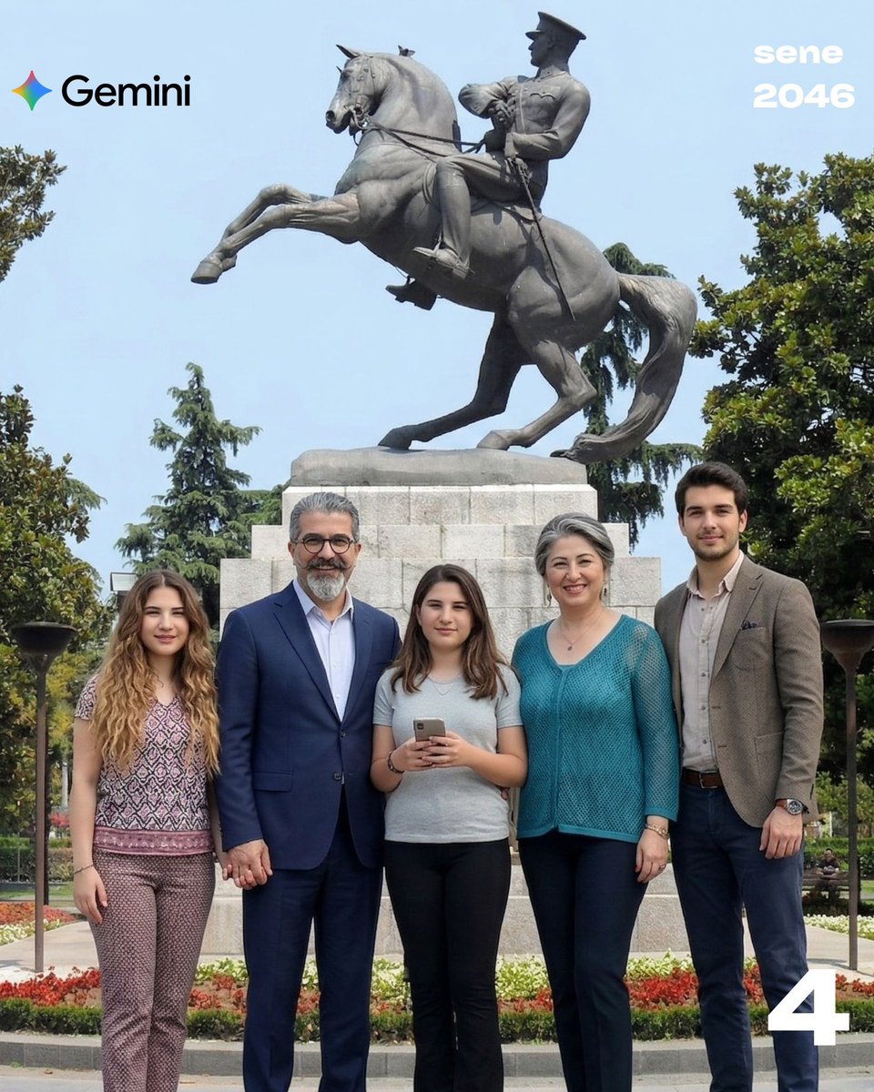 OmurdenSezgin's tweet photo. 📸 Sizce hangisi daha gerçekçi?

Bu bayram klasik bir şey yapmadık…
Geçmişe bakmak yerine geleceğe gittik. 🚀

Aile fotoğraflarımızı bu sefer 20 yıl sonrasına taşıdık. Yani elimizdeki kareler… 2046’dan 😊
Gemini ve ChatGPT’ye “bizi yaşlandır” dedik, ortaya hem eğlenceli hem düşündüren sonuçlar çıktı.

Kısa bir karşılaştırma da yapmadan olmaz:
🔹 Gemini: Komutları bazen zorladı ama fotoğraflar inanılmaz gerçekçi. Üstelik beni biraz daha fit ve yakışıklı yapmış… itirazım yok 😄
🔹 ChatGPT: Komutlara çok daha sadık kaldı, aile düzeni ve yaşlandırma çok başarılı. Ama biraz “beyaz sakallı dede” moduna soktu beni 🙂

Hanımın yorumlarını paylaşmıyorum… zaten fotoğrafları yüklemek için zor ikna ettim 😅
Hayal’i de… çünkü onu bazen biraz fazla “bolluk bereketli” çizmişler 🙈

Sonuç?
Hem çok güldük, hem de farklı bir bayram anısı oluşturduk.

Teşekkürler yapay zeka…
Hayalleri biraz ileri sarıp bize yeni bir perspektif verdiğin için.

✨ Yapay zekadaki hayalleriniz kadar güzel,
ama gerçek hayatın sıcaklığı kadar anlamlı bir bayramınız olsun.

Yapay zekayı çok takmayın… ama ondan uzak da kalmayın 😉

👇 Yorumlara yazın: Sizce hangi numara daha gerçekçi?