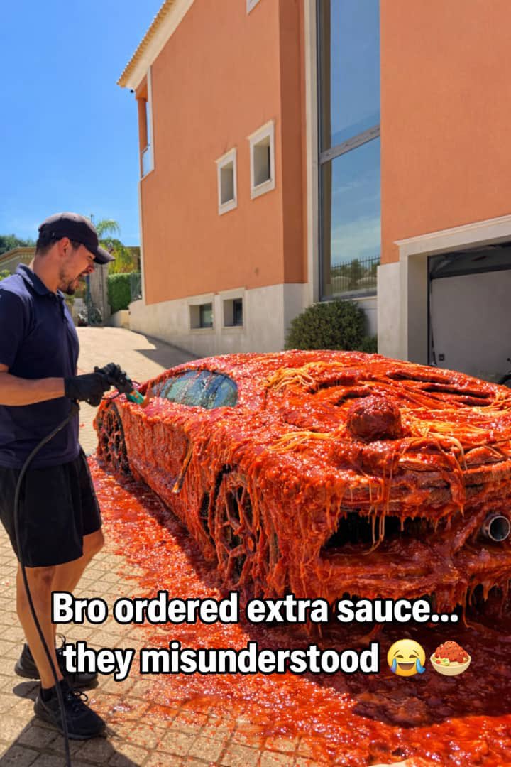 Time_BMb's tweet photo. **“I said wash my Lamborghini, not COOK it 😭🍝

Bro nodded like he understood… next thing I know my car is simmering on low heat like Sunday stew….thread in comments 👇🏻👇🏻😂😂…. 
@MarinaraSols https://t.co/ZaJ1cLjtyW