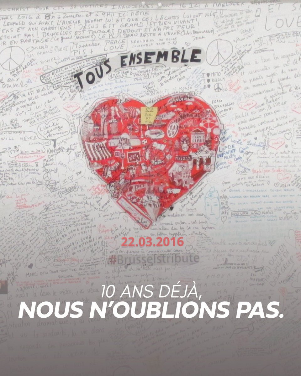 10 ans déjà, et pourtant nous nous en souvenons comme si c’était hier. Le 22 mars 2016, à Zaventem et à Maelbeek, nous avons été attaqués 🤍

Ils ont voulu imposer la peur. Nous n’avons pas cédé. Et nous n'y céderons pas, même 10 ans plus tard.

En Fédération Wallonie-Bruxelles,