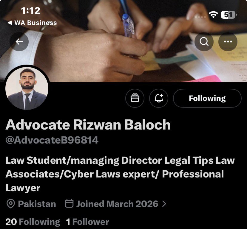 پرانا اکاؤنٹ مجھے گفٹ کرنے کے بعد نۓ اکاؤنٹ سے حاضر ہو چکے ہین
رضوان بھائ کے نیو اکاؤنٹ کو فالو کر لیں 

<a href="/AdvocateB96814/">Advocate Rizwan Baloch</a>