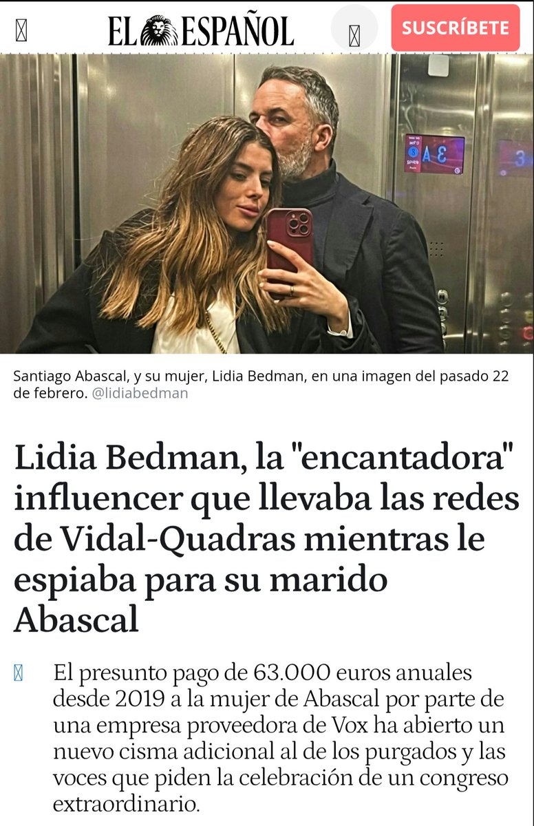 Vaya chiringuito bueno se han montado <a href="/Santi_ABASCAL/">Santiago Abascal 🇪🇸</a> y esposa con eso de <a href="/vox_es/">VOX 🇪🇸</a>

Pero luego están en contra de subir el salario mínimo, las pensiones o los subsidios.

Besitos grandes a los fachapobres que votan a semejantes gandules