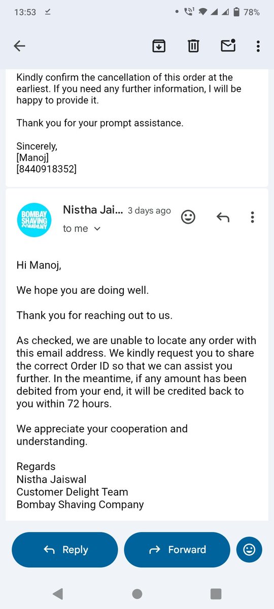 manoj8440918352's tweet photo. @SnapmintEmi @snap_mint  
Very disappointing experience with Snapmint. Mere account se bina meri permission ke order place kar diya gaya hai. Maine turant report bhi kiya
Bombay Shaving Company ne clearly confirm kiya hai ki unke paas koi order nhi aaya
#Snapmint https://t.co/UE3CglfX6H