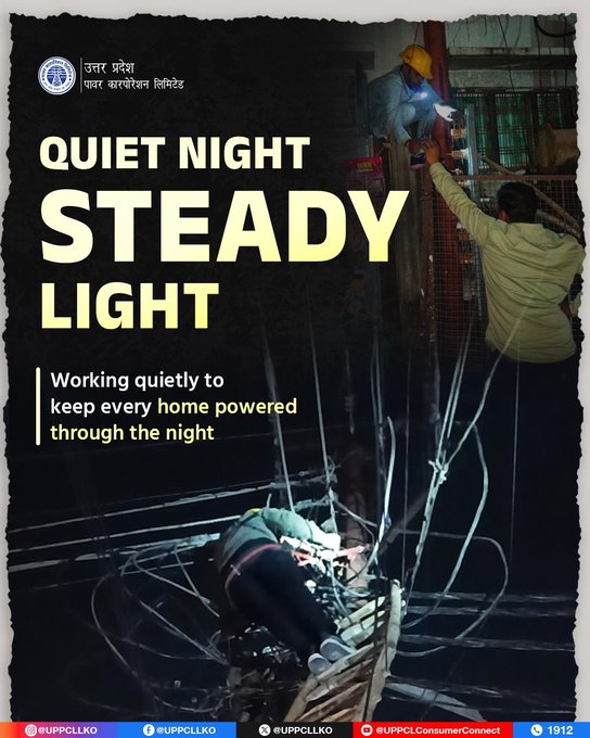 Puvvnlbast's tweet image. Through every hour of the night, UPPCL continues to power homes and communities.
#ReliableService
@aksharmaBharat
@cebastipuvvnl 
@EMofficeUP
@ChairmanUppcl
@CMOfficeUP
@ChiefSecyUP
@UPPCLLKO
@cebastipuvvnl
@DTPuvvnl