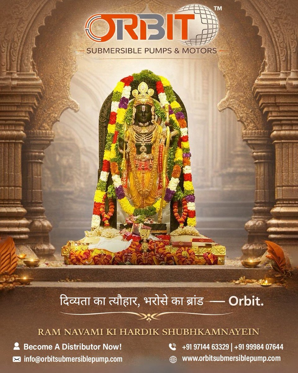 orbitpump's tweet photo. Here’s a short Twitter (X) caption for your Ram Navami post:

Ram Navami ki hardik shubhkamnayein 🙏✨
Divyata ka tyohar, bharose ka brand — Orbit 💧

May this auspicious day bring peace, prosperity &amp; positivity to all 🌼
#RamNavami #OrbitSubmersiblePumps #FestiveWishes https://t.co/HORzMNHyzv