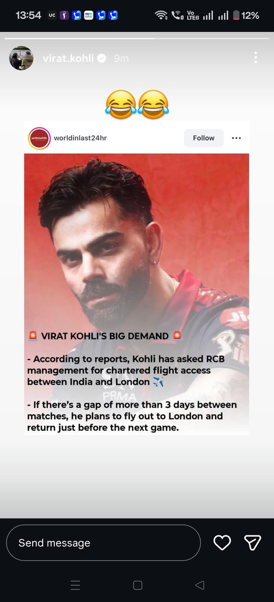 Made_with_humor's tweet photo. Virat Kohli shutting down the rumours! 2016 wale virat wali feeling aa rahi hai #ViratKohli #RCB https://t.co/UlV6w0hAjW