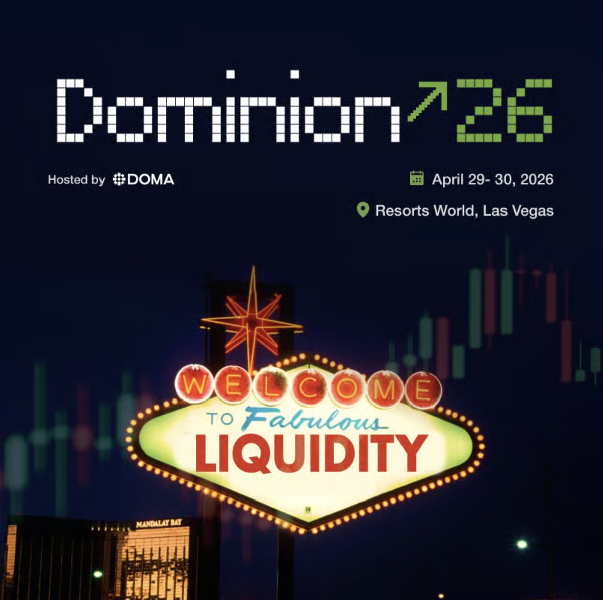 macawi_crypto's tweet photo. Dominion 2026: Las Vegas, April 29-30. The definitive liquidity event for domain investors hosted by @domaprotocol. 

Experience the bridge between Web2 and Web3 as premium domains plug into real infrastructure at Resorts World. 

Save the date. https://t.co/AzA4vIfjZh