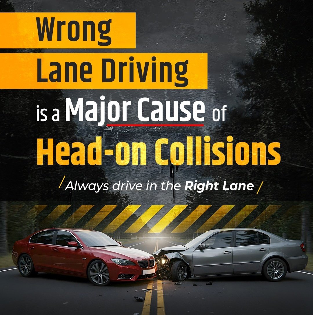 Head-on collisions begin with a single wrong-lane choice. Don’t be that driver — choose safety and stay in the correct lane to protect everyone on the road.