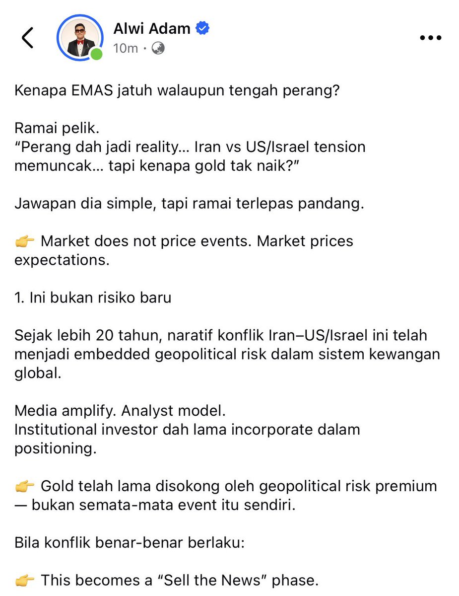 kewangangraduan's tweet photo. Kenapa EMAS jatuh walaupun tengah perang? https://t.co/7N1mv9ijQd