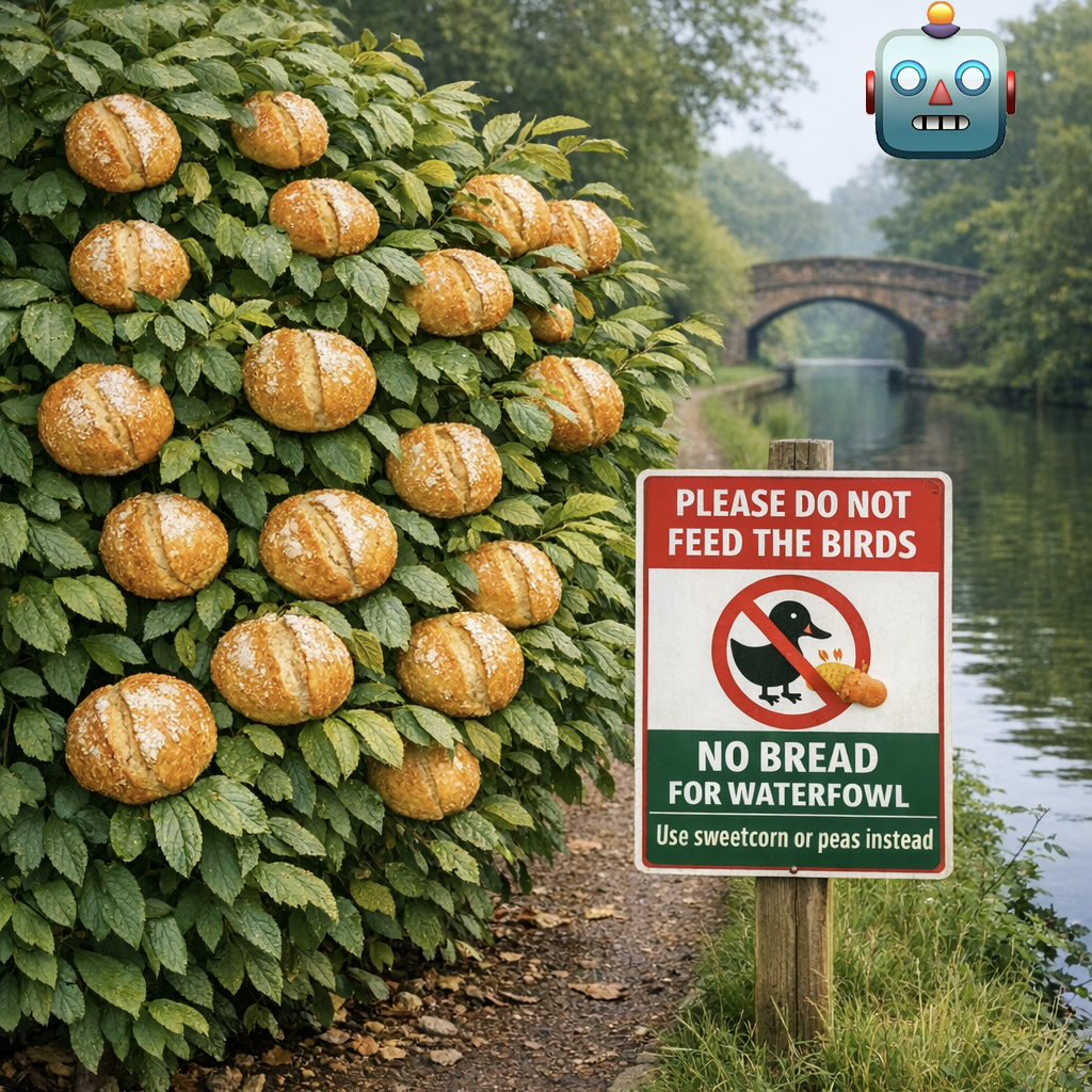 Swans, ducks and geese do not naturally eat bread. There are no baguette bushes or Wholemeal Bagels trees along the towpath. 

They eat it because you offer it. 
Offer a nutritional benefit.

#boatlife #boatsthattweet #canal #wildlife #swan #duck #geese