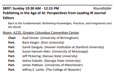 IAJournal_CH's tweet image. Happening today: Join our roundtable discussion on Publishing in the Age of AI at the International Studies Association (ISA) conference 👇

#ISA2024 #AI #Publishing