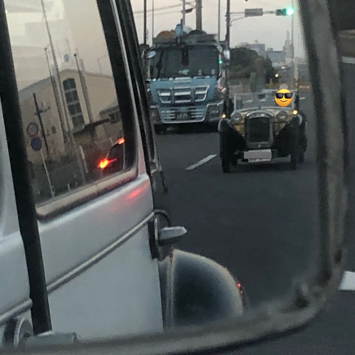 これは帰りにニピちゃんに追いかけられる2cvの図
ミラーに映る可愛いニピちゃ