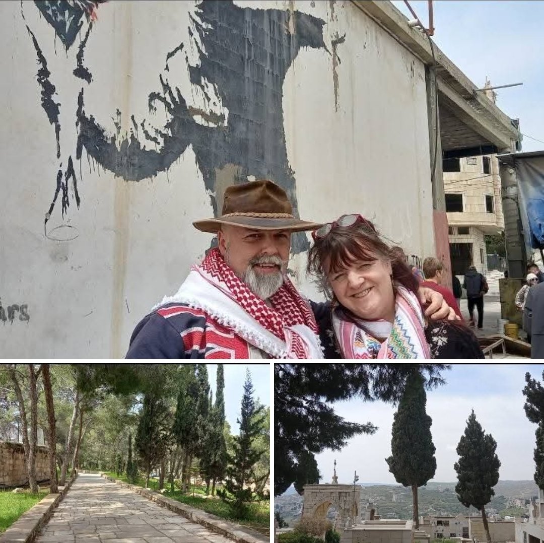 SimonOsbornePTY's tweet image. Me and Penny in Palestine, Three Years Ago Today! #banksy
