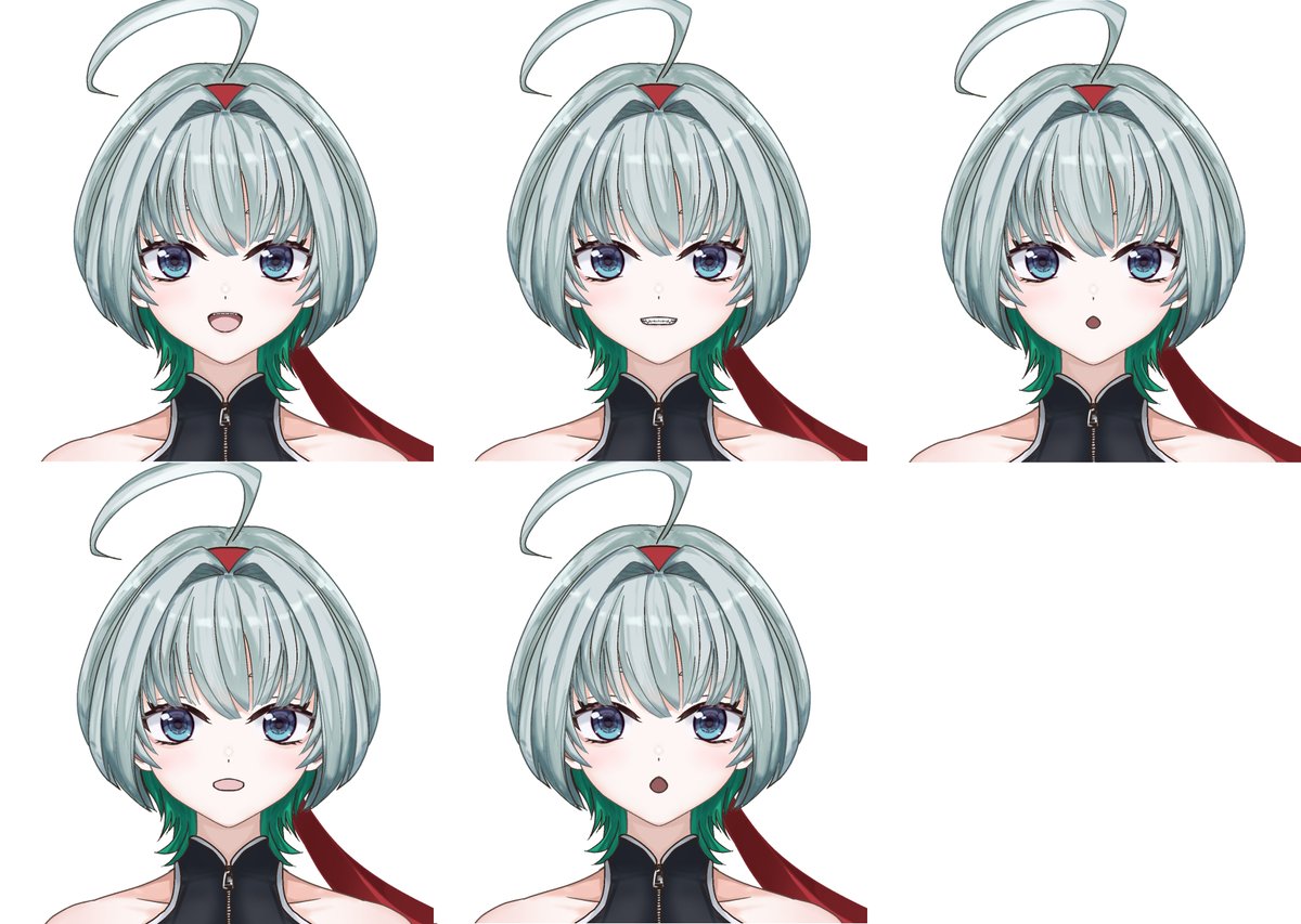 aru3250's tweet photo. 昨日の表情ガイドに続き、母音（あいうえお）の口の形のガイドも描きました。
これでClipStudio上での作業は大体完了です。

#Live2D #Live2Dモデリング #イラスト進捗 https://t.co/i4uTtNBa6d