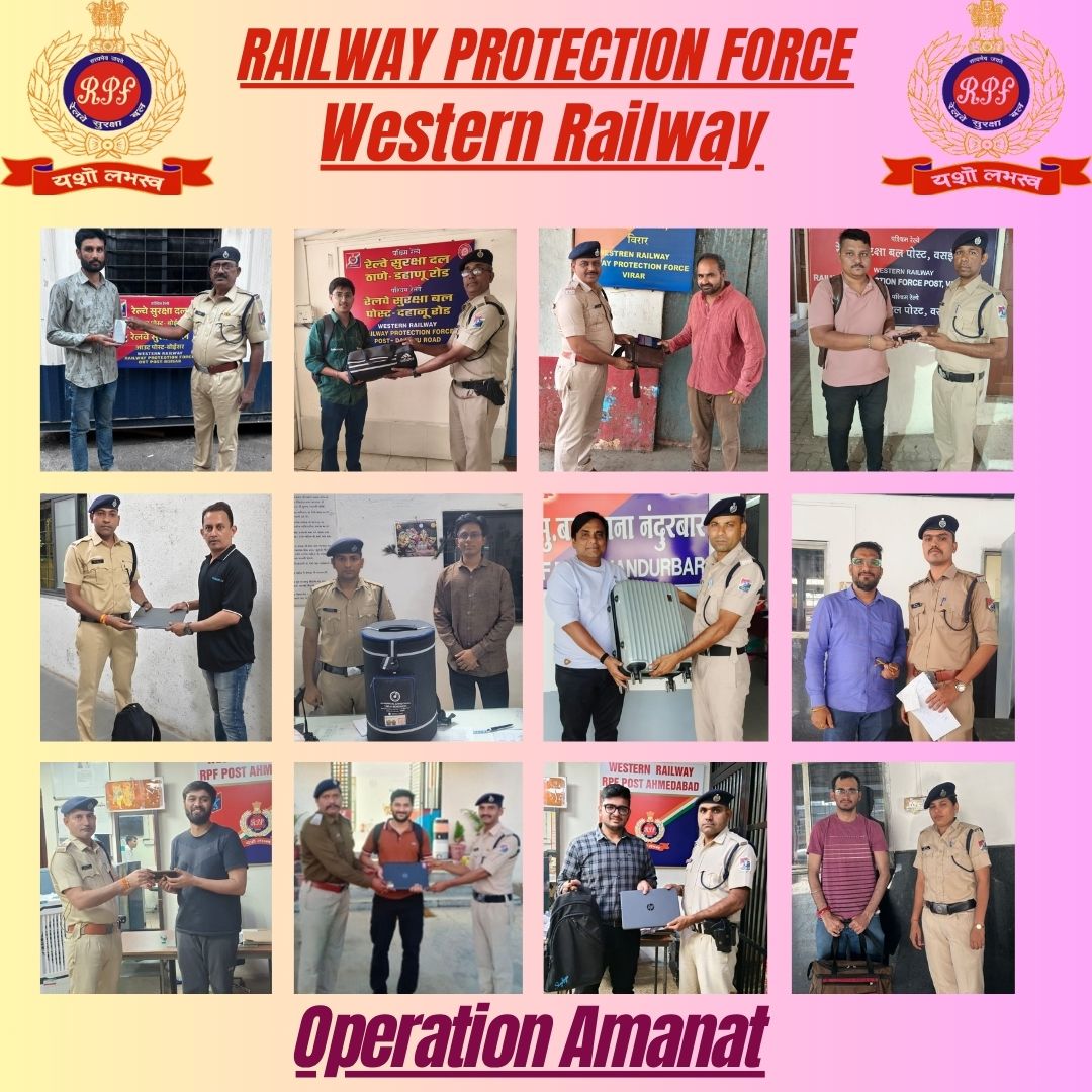 rpfwr1's tweet photo. #OperationAmanat
On 21 March 2026 vigilant RPF cops retrieved 12 forgotten passenger's luggage across Western Railway, gross value Rs. 3,08,565/-. After verification, luggages are handed over to their rightful owners.
@RPF_INDIA https://t.co/fBWMhWBeme