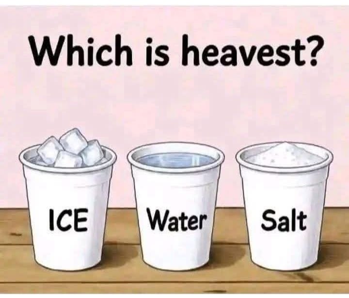 Wich is the heavest?

99%will b fail 🤔