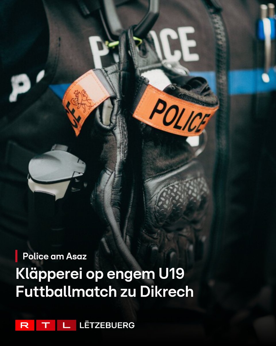 RTLlu's tweet photo. D'@PoliceLux ass e Samschdeg Owend op Dikrech an de Parc des Sports wéinst enger Kläpperei bei engem U19-Championatsmatch am #Futtball geruff ginn. https://t.co/6pER5eDW9E https://t.co/eoF4uKFalm