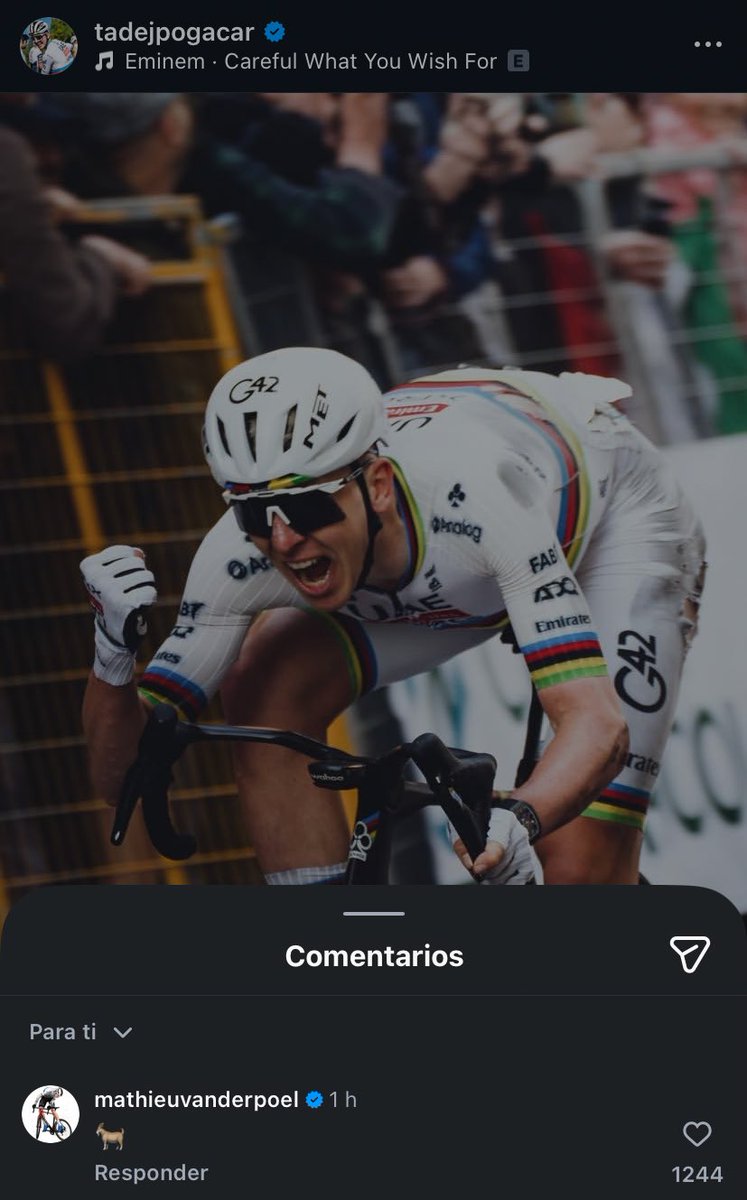 adrianllopisc's tweet photo. 🗣️ MATHIEU VAN DER POEL a TADEJ POGACAR en Instagram después de su actuación en la Milán-San Remo: “🐐”.

¡Eso es lo que pensamos todos Mathieu! https://t.co/LhYYwiuYrR