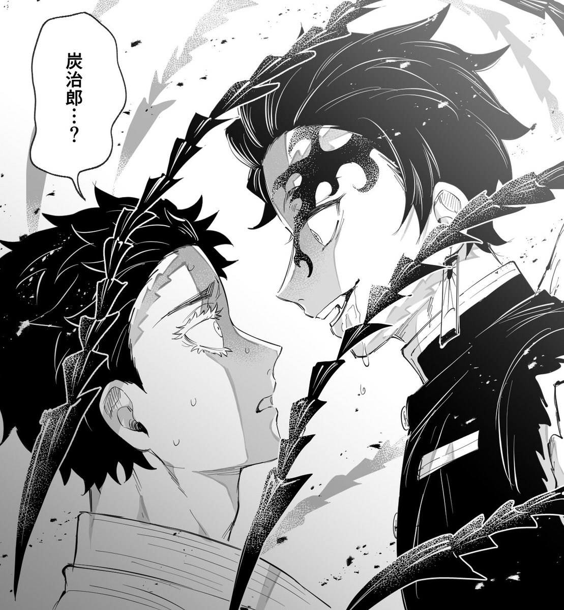 座と人間炭をよく描くので、じゃあ逆に…(謎軸)
鬼炭と狛 ※カプではない 