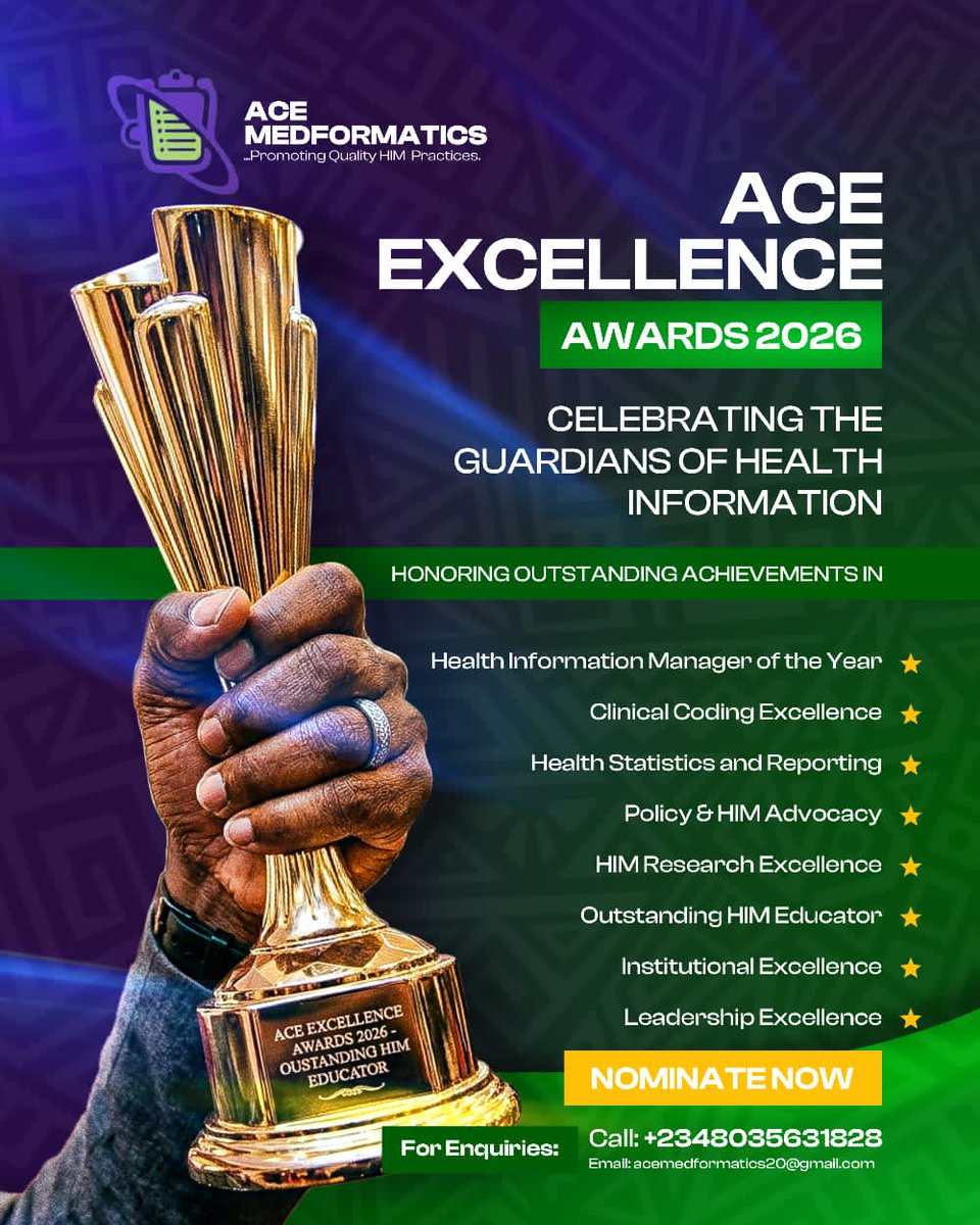 AMedformatics's tweet photo. Nominations are now open for the #ACEExcellenceAwards 2026 

Do you know a hero in Health Information Management?

Help us spotlight professionals and community champions building, innovating, and driving impact.

👉 Nominate now: https://t.co/LAjbmenB2P

Closes March 30 https://t.co/AnMw267Qlz