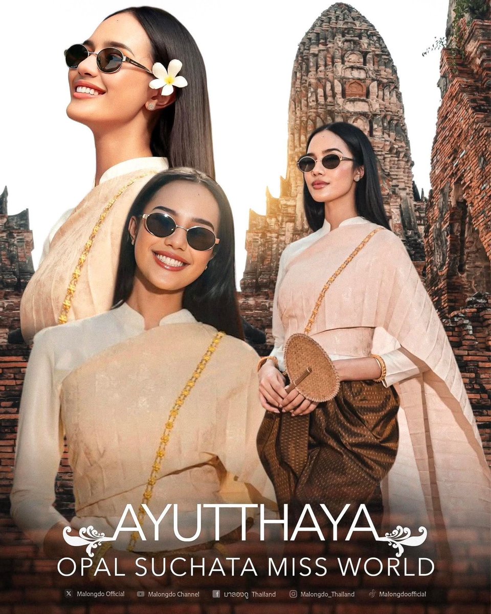 Little_n88's tweet photo. Draped in traditional Thai Sabai 🇹🇭👑Miss World Thailand, Opal Suchata,
showcases the exquisite elegance of Thai grace,
reflecting the cultural heritage of the ancient capital, Phra Nakhon Si Ayutthaya.#ชุดไทย 
#chudthai #Thaidress
#ThaiCulture #UNESCO #Thainationalcostume https://t.co/PN8nSNuxw5