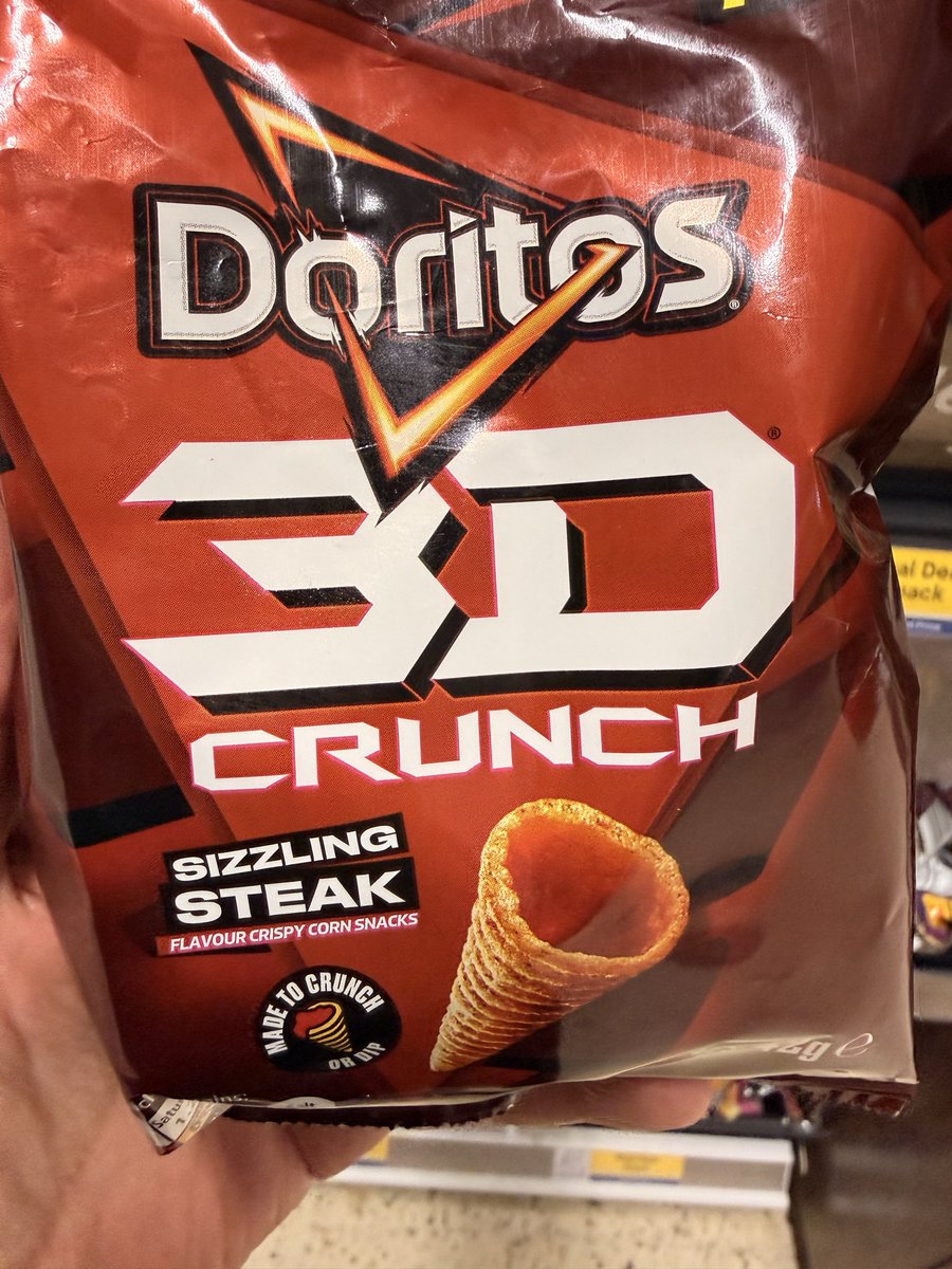 All_Things_New_'s tweet photo. Doritos 3D Crunch Sizzling Steak! 🔺 At Tesco @DoritosUK #doritos #doritos3dcrunch #crisps #bugles #wellthisisnew https://t.co/hlWeDgripu