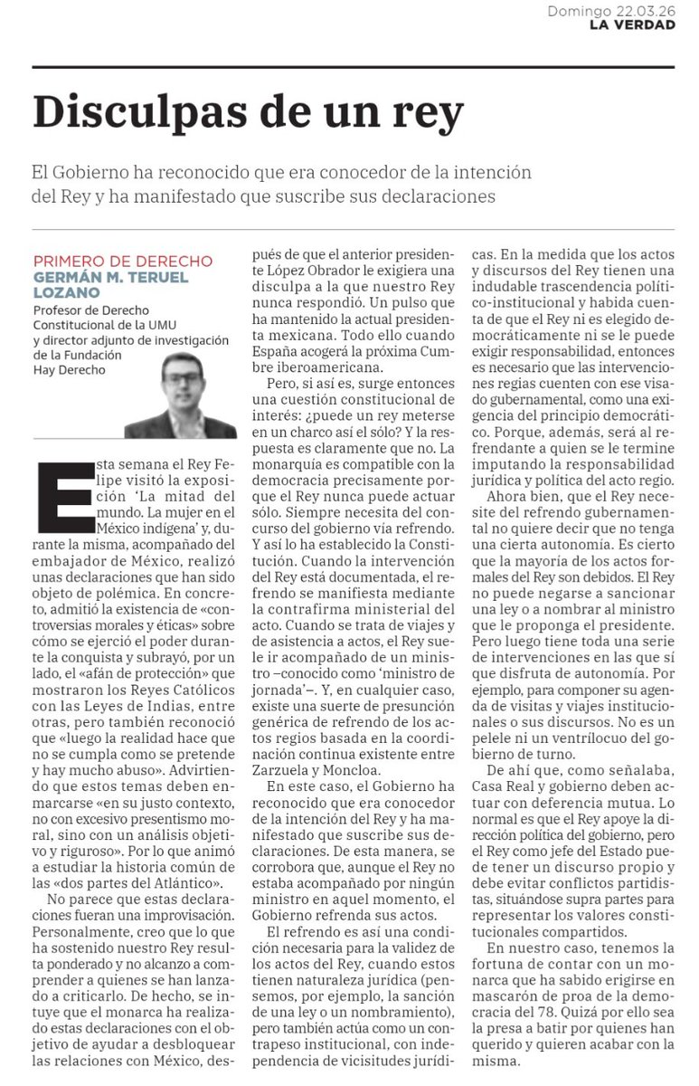 Abro hilo sobre la autonomía, funciones y el necesario refrendo gubernamental de los actos del rey 👇