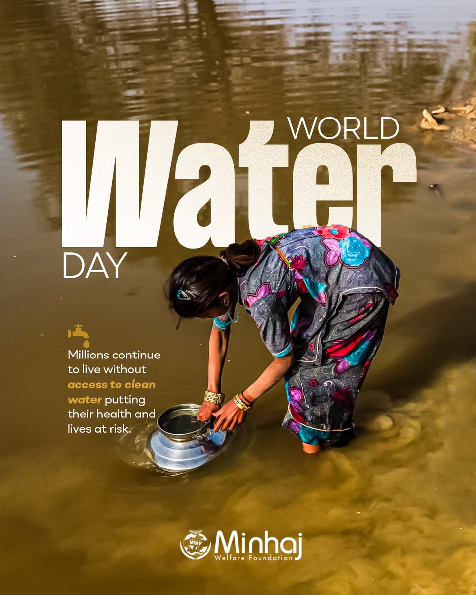 💧 Millions lack access to clean water, risking disease every day.

🚰 Help provide safe water through wells, pumps, and filtration systems.

🤝 Donate today to change lives.

🔗 minhajwelfare.org/donate/causes/…

#MWF #WorldWaterDay #WaterForAll #CleanWater