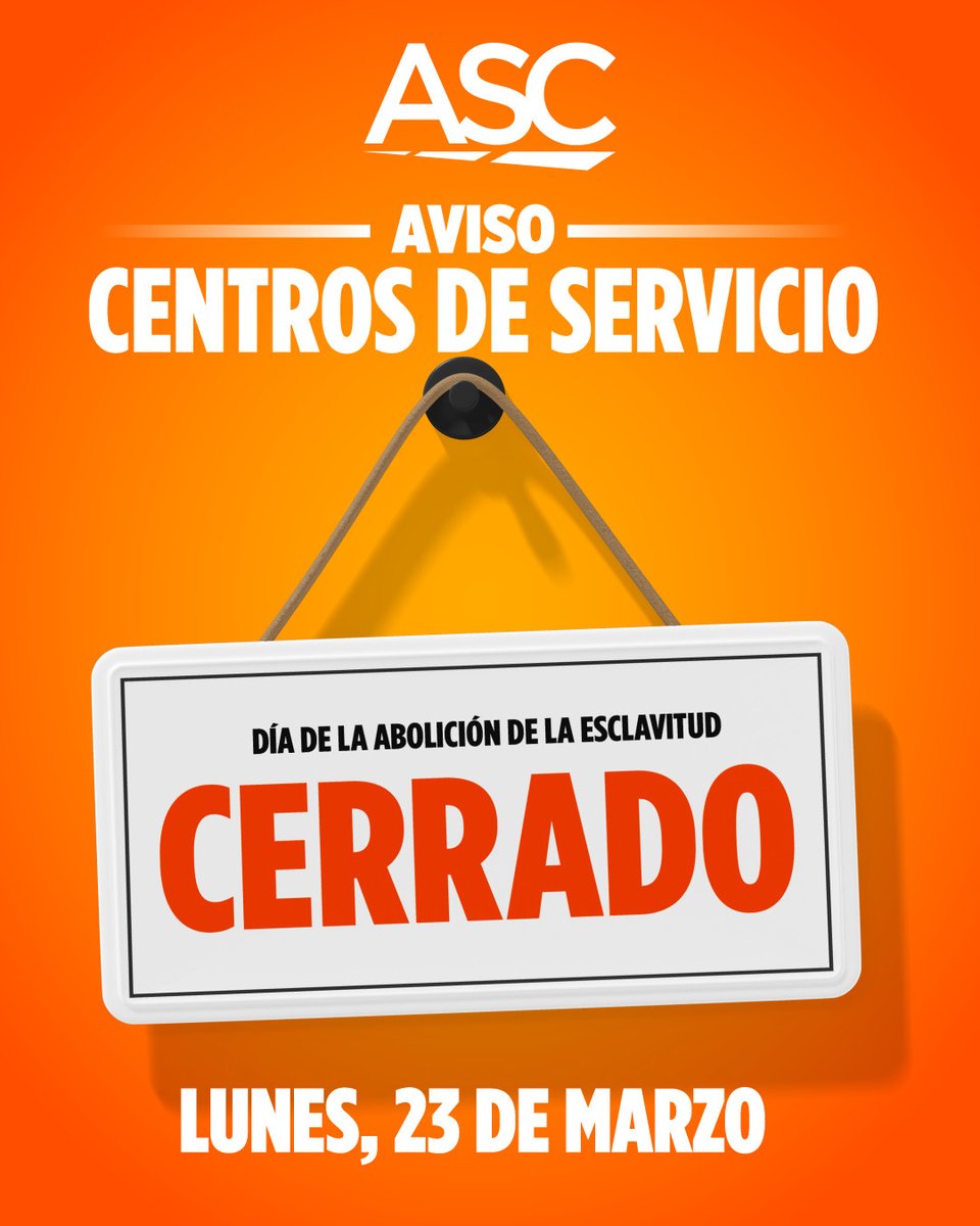 tucompulsorio's tweet photo. 📣 Aviso Importante:
Nuestros Centros de Servicio estarán cerrados el 23 de marzo de 2026 por ser el Día de la Abolición de la Esclavitud.

Si necesita orientación o comunicarte con nosotros, puedes escribirnos por WhatsApp al 787.999.4242, estamos disponibles para ti 24/7. 💬 https://t.co/6G63Qhexk2