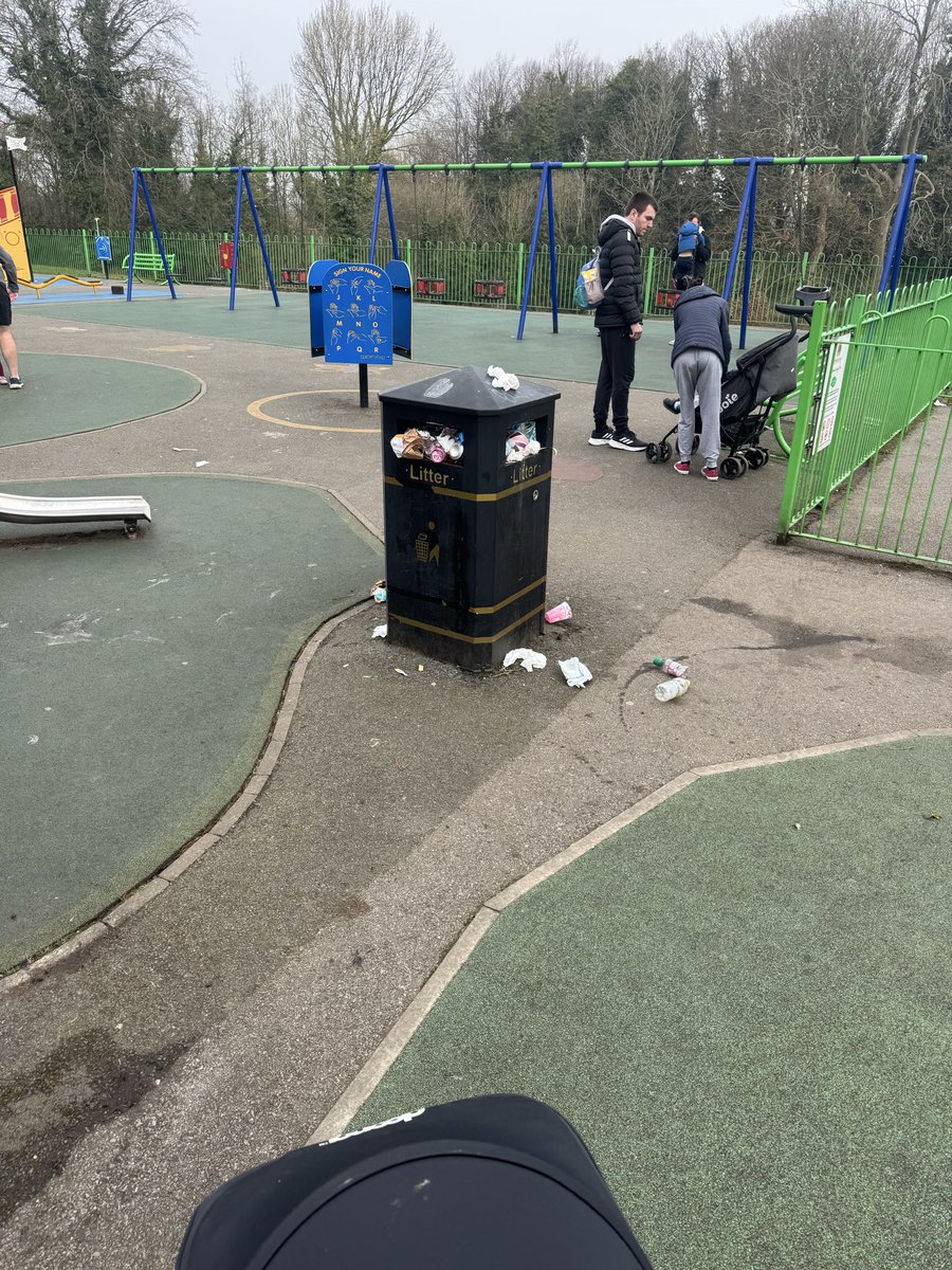 sgthelmit's tweet photo. Council tax hikes and St Helens council still can’t empty bins on the parks. Litter and everywhere where kids are playing. Ars****es https://t.co/w5OpPaKR7m