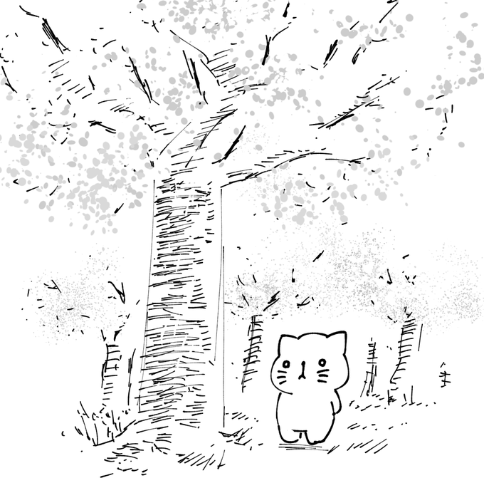 桜ってモノクロの漫画で表現するの意外と難しいんですよ 