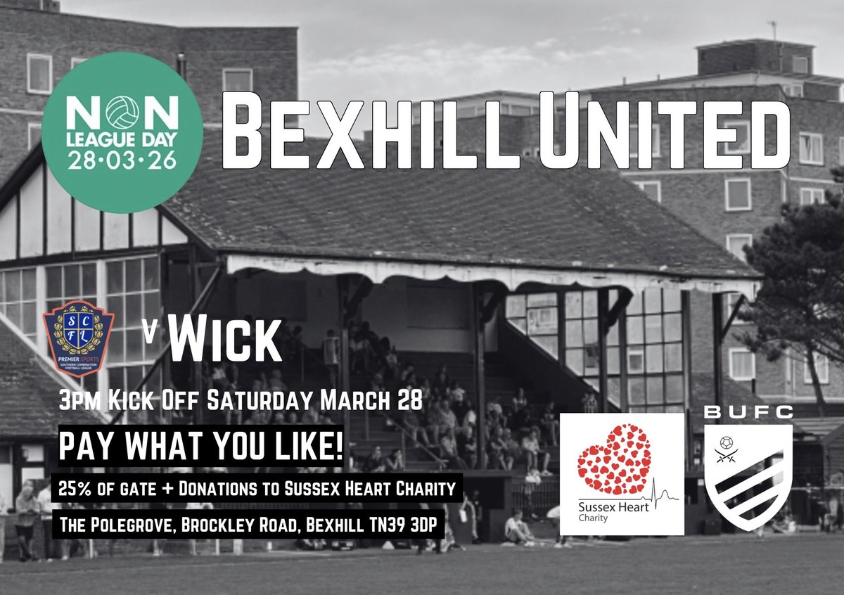 Bexhill_United's tweet photo. Next Saturday is our last home game of the season at the Polegrove and we are doing something special for @nonleaguedayuk 

@TheSCFL @SussexCountyFA https://t.co/DZuIcNMjRM