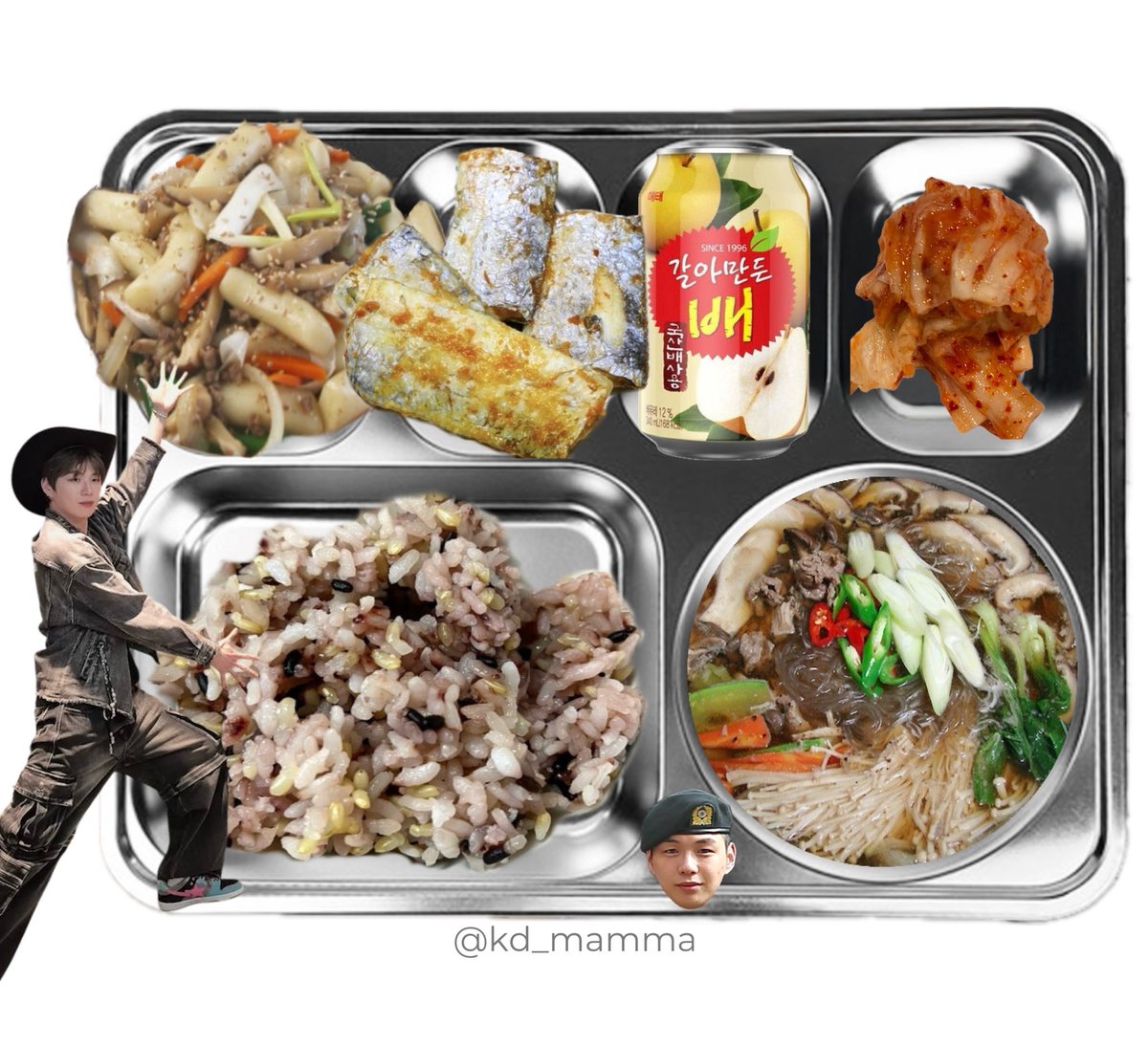 〔 2026년 3월 23일 중식 〕
잡곡밥
쇠고기버섯전골
궁중떡볶이
갈치순살튀김
갈아만든배 (음료)
배추김치
   ᑎ__ᑎ      ᐱ__ᐱ     ᕱ__ᕱ
   (˶.•o•˶)    ( .•ω• )    ( .•⤚• )
ଘ(ა       )    (ა🍐૮)｡   (      ٩)੭